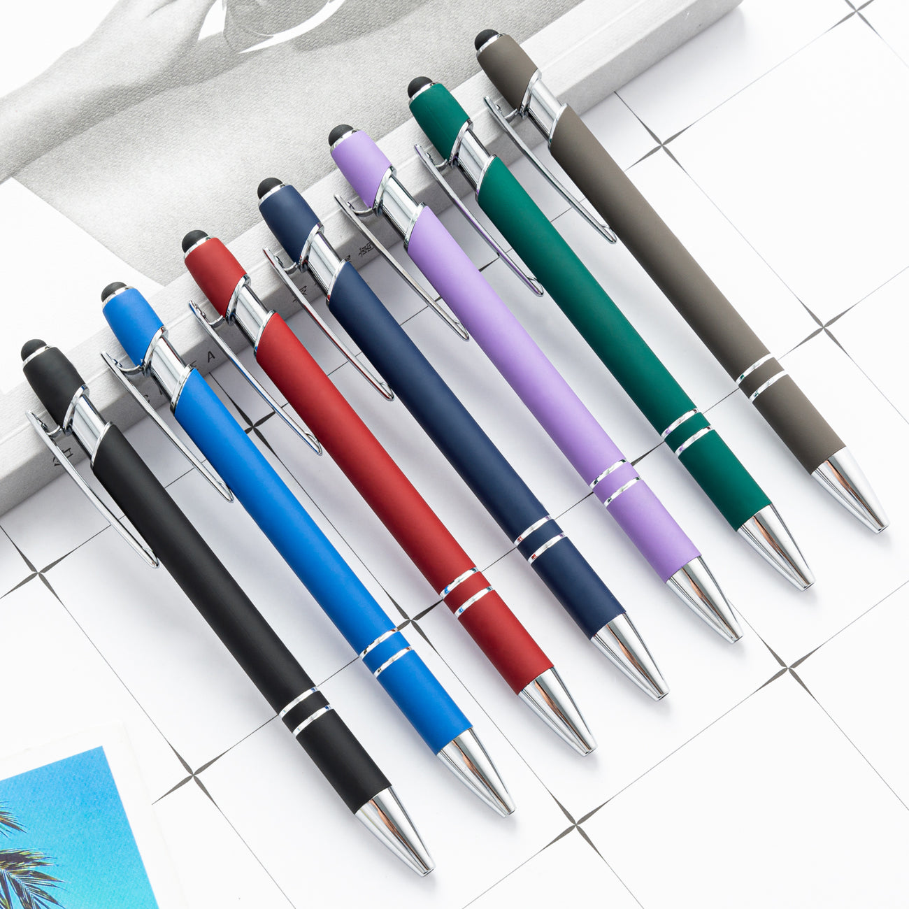 Laser Engraved Metal Pens With Rubber Finish | Personalised Pen With Your Promotional Gift Message | 2 In 1 Ballpoint & Stylus For Touch Screen - Foto 6