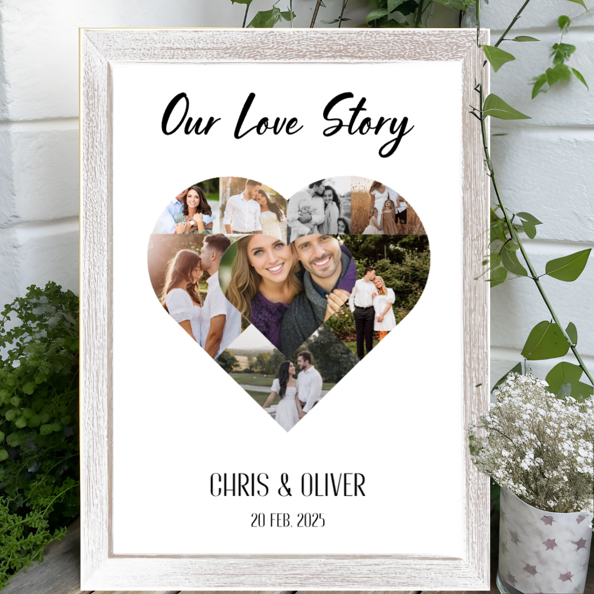 Custom Heart-Shaped Photo Collage Poster – Love Memory Gift