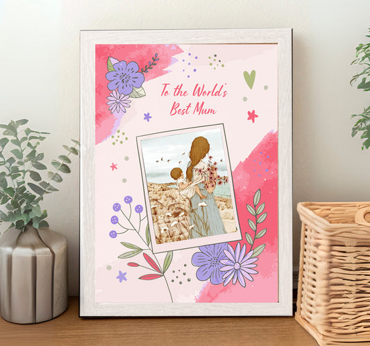 Floral Mum Photo Poster – Custom Framed Gift for Her