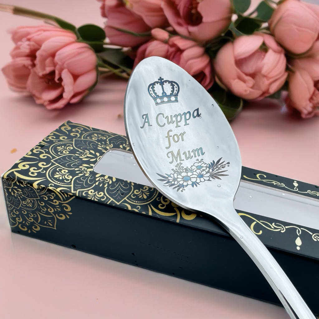 Personalised Engraved Teaspoon โ Custom Text for Mum or Any Occasion โ 7 Colours Available
