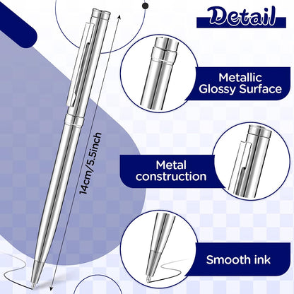30 Personalised Engraved Luxury Metal Ballpoint Pen - Silver, Gold, Rainbow