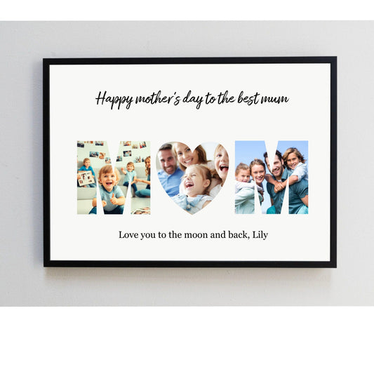Custom Mum Poster with 3 Photos and Personalised Text