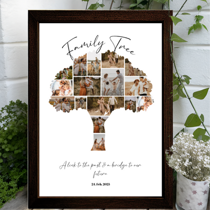 Custom Family Tree Photo Collage Poster - Personalized Family Keepsake