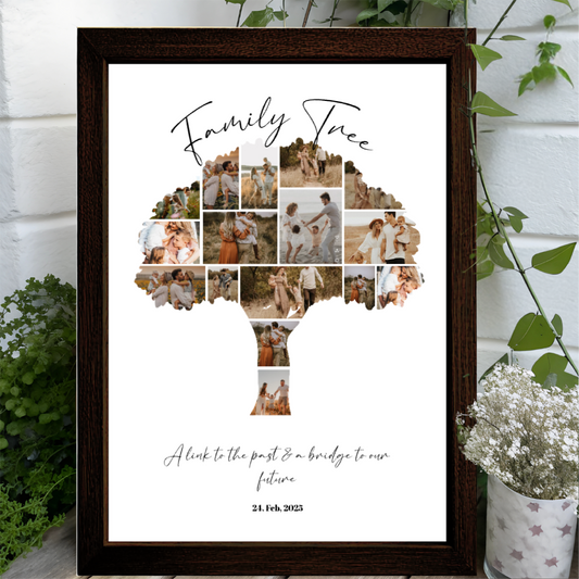 Custom Family Tree Photo Collage Poster - Personalized Family Keepsake