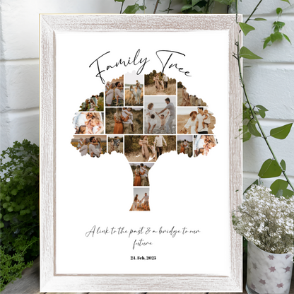 Custom Family Tree Photo Collage Poster - Personalized Family Keepsake