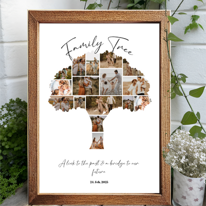 Custom Family Tree Photo Collage Poster - Personalized Family Keepsake