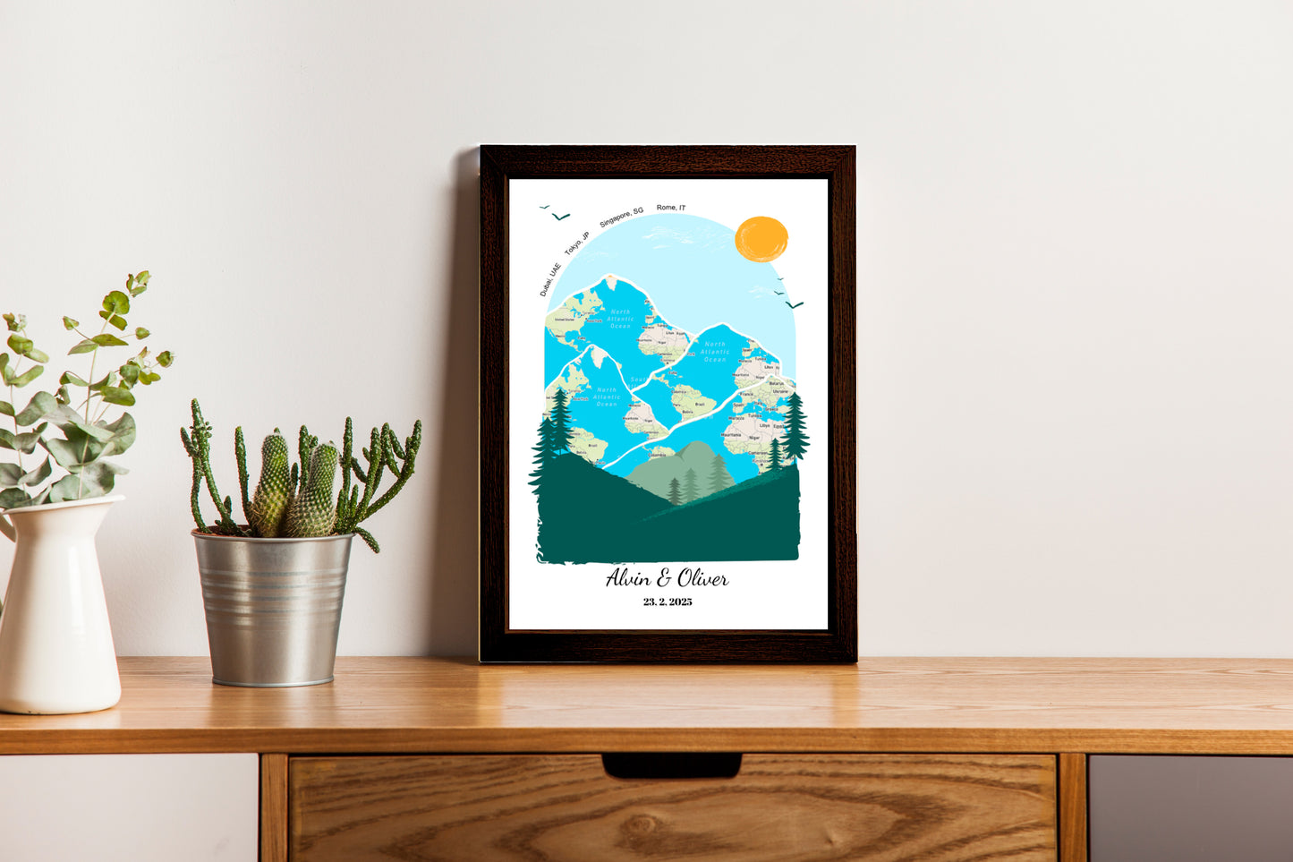 Custom Adventure Map Poster Design - 4 Memory Areas | Personalized Travel Keepsake