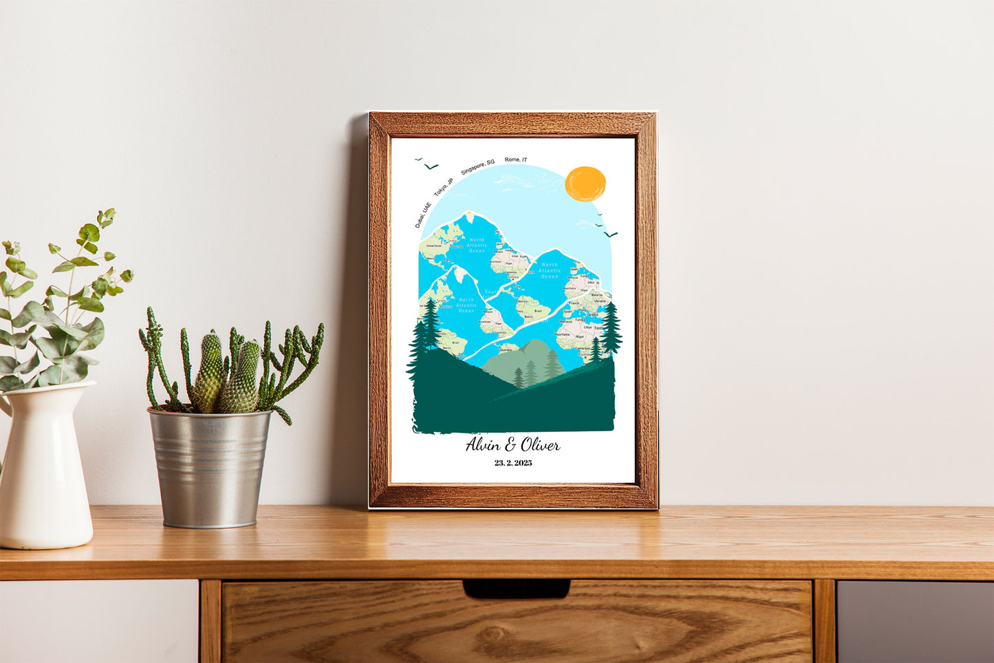 Custom Adventure Map Poster Design - 4 Memory Areas | Personalized Travel Keepsake