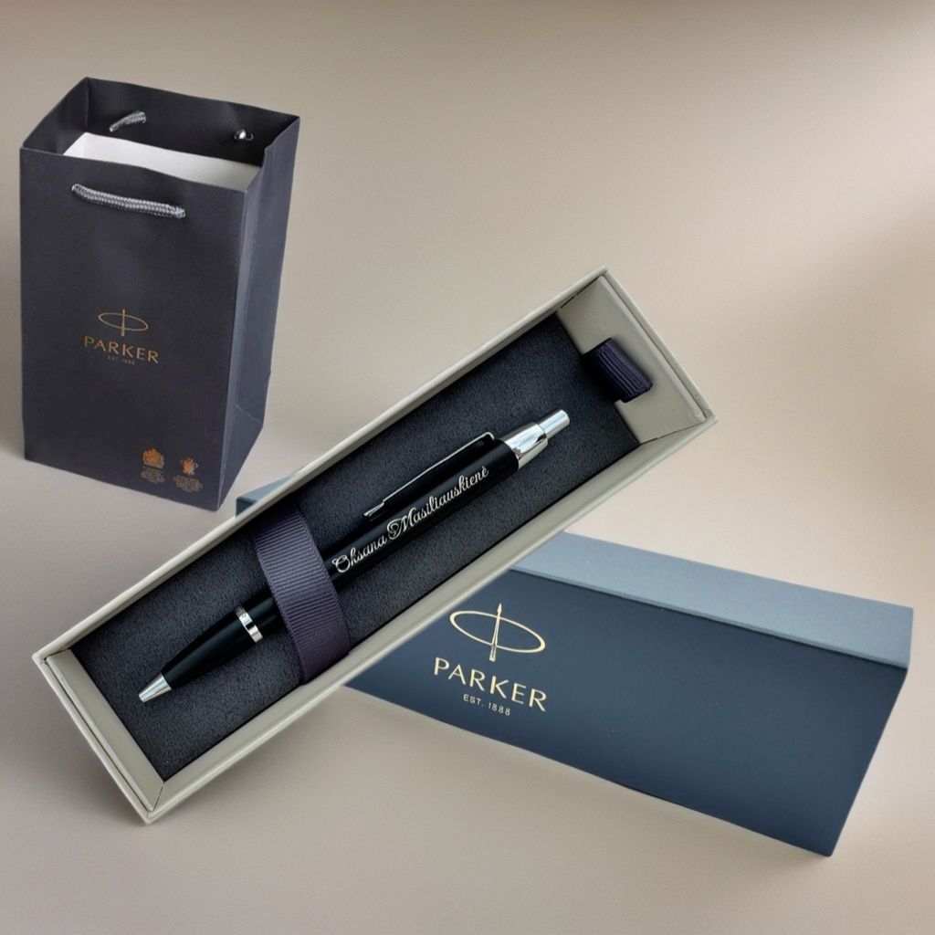 Personalised Parker Ballpoint Pen Gift Set – Custom Engraved with Name – Luxury Pen with Box & Gift Bag