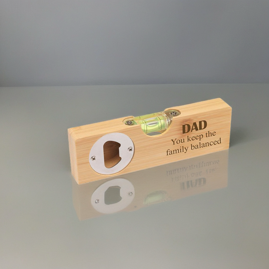 Personalised Spirit Level & Bottle Opener – Gift for Dad or Grandad