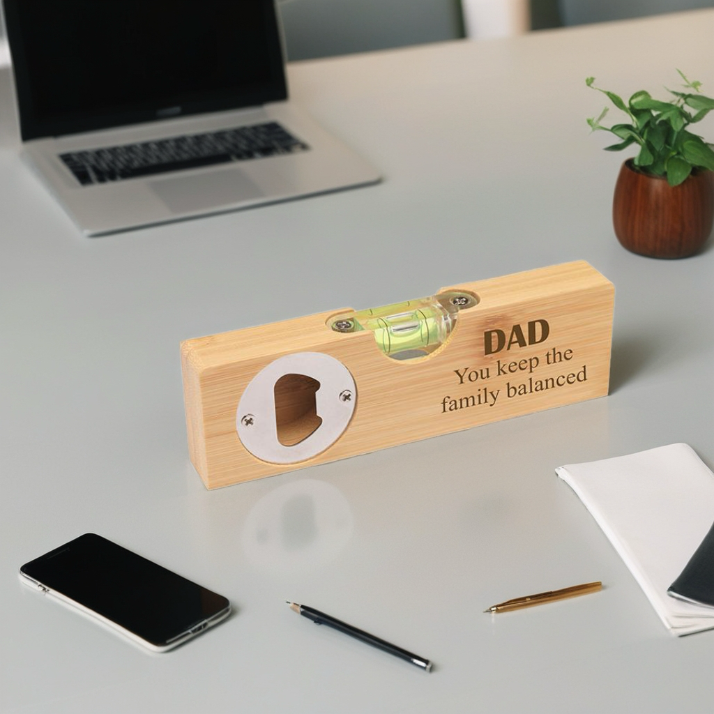 Personalised Spirit Level & Bottle Opener – Gift for Dad or Grandad