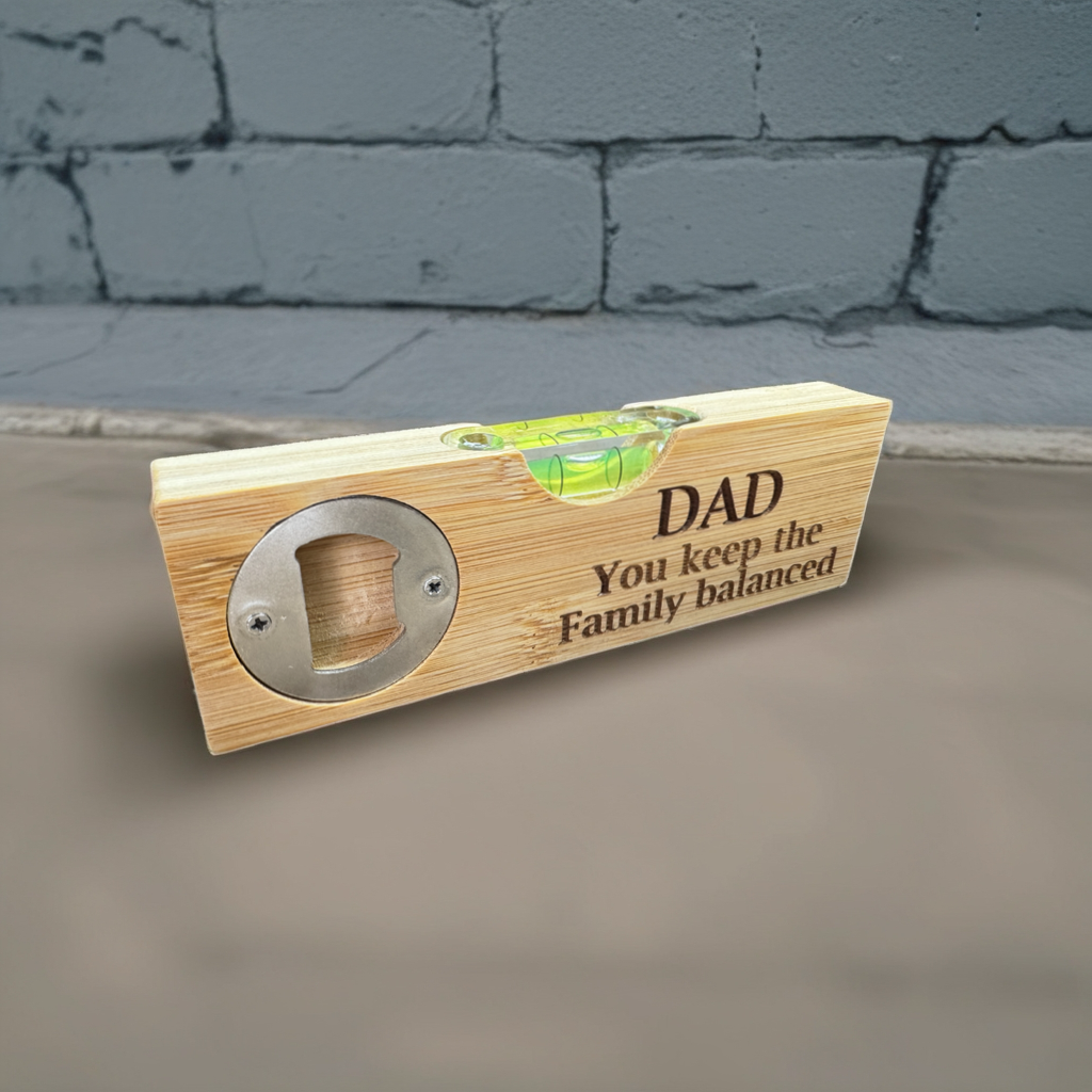 Personalised Spirit Level & Bottle Opener – Gift for Dad or Grandad