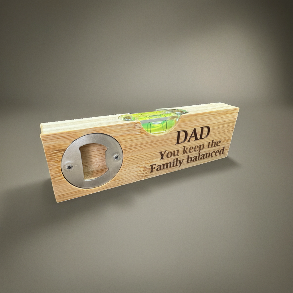 Personalised Spirit Level & Bottle Opener – Gift for Dad or Grandad