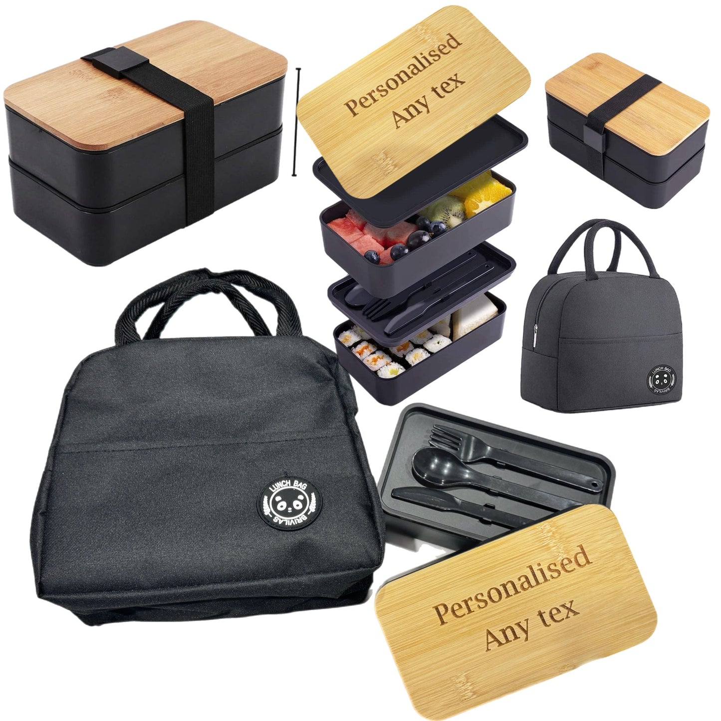 Personalised Lunch Box Container with Engraved "Dad Team" Design - Stylish Bento Box Set for Father's Day Gift with Personalised Lunch Box