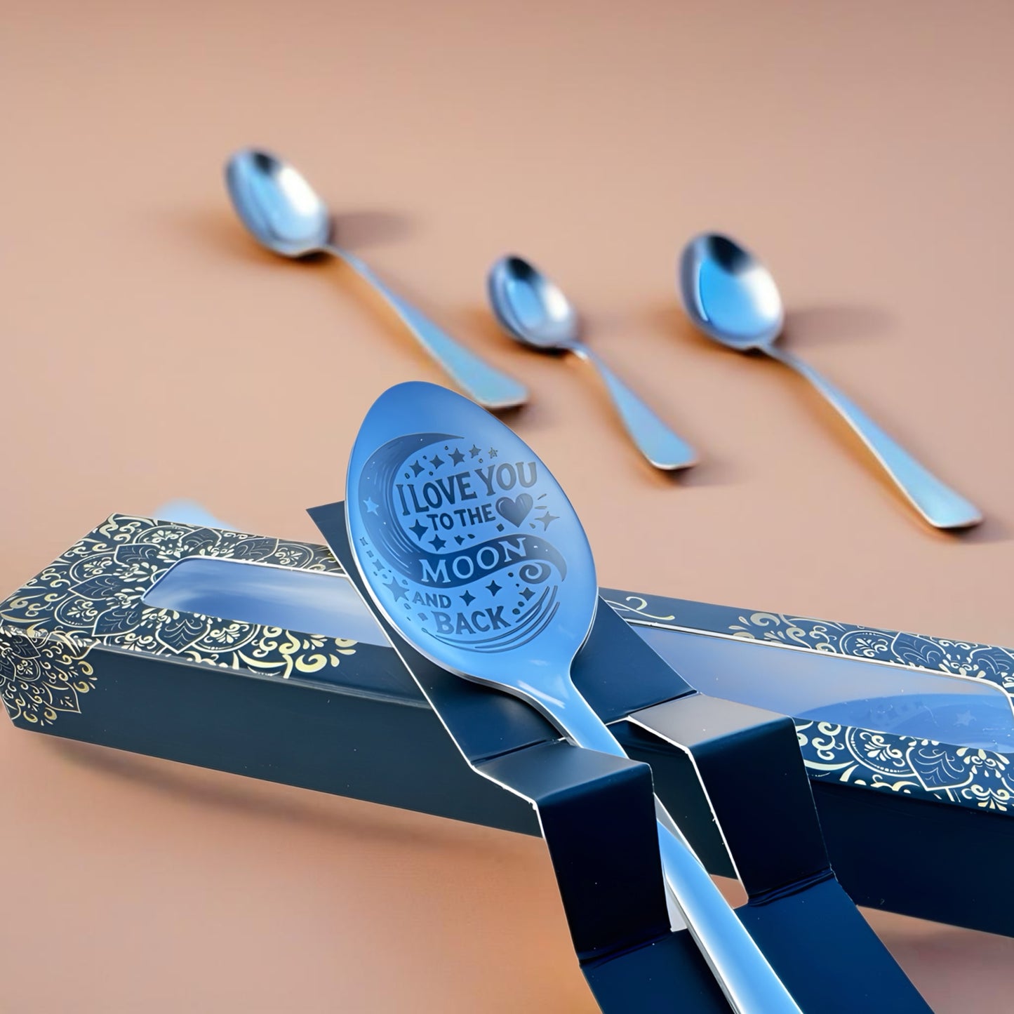 Engraved Gift Spoon – Personal Message & Moon Design