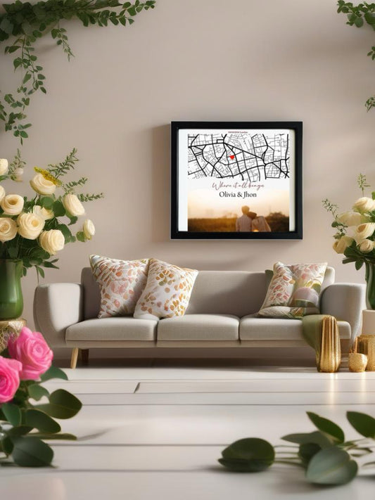 Personalised City Map Poster with Photo and Custom Message