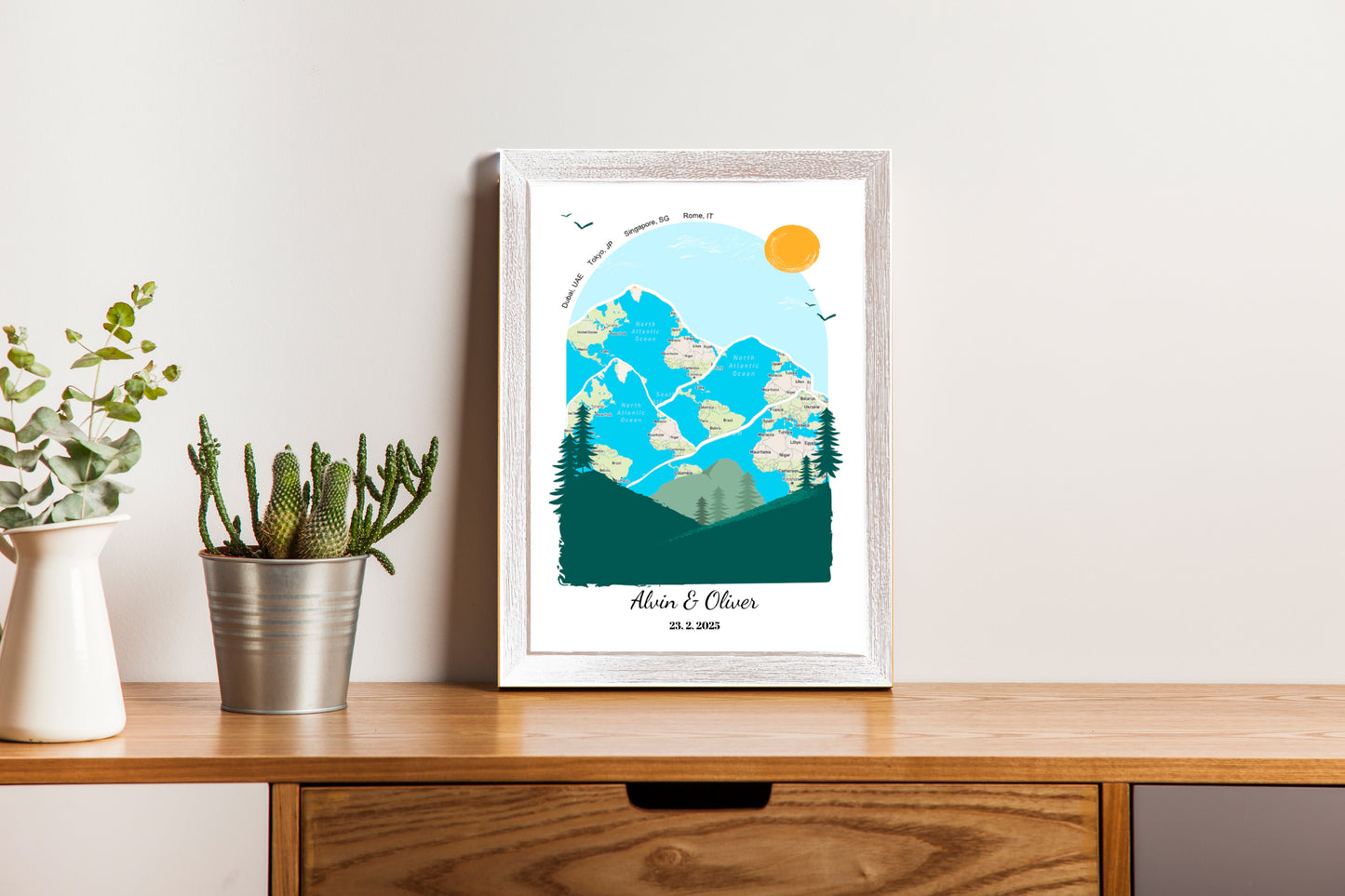 Custom Adventure Map Poster Design - 4 Memory Areas | Personalized Travel Keepsake