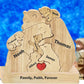 Custom Wooden Bear Family Puzzle with 2–7 Names – Gift for Family